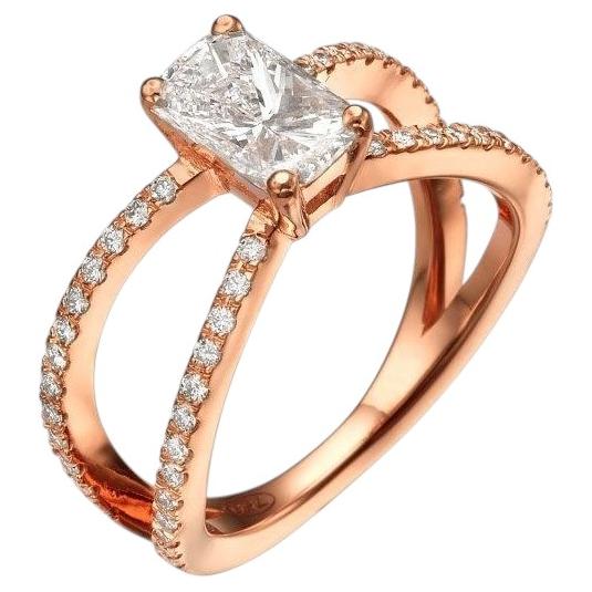 1.14 ct Radiant Cut Natural Diamond in 18k Rose Gold Engagement Ring