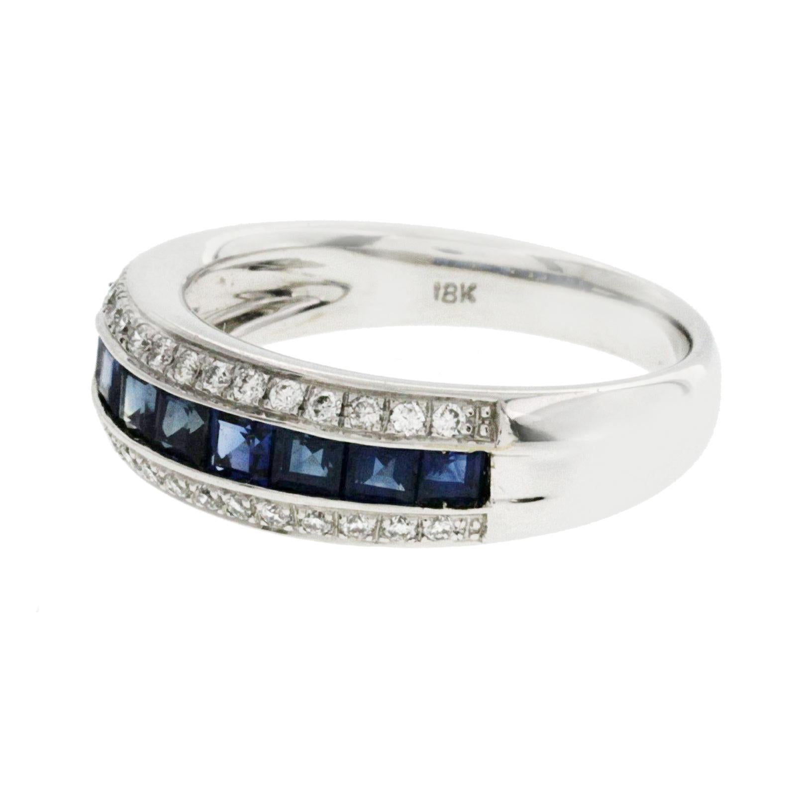 1,14 Karat Saphire und 0,30 Karat Diamanten 18 Karat Gold Ehering im Zustand „Hervorragend“ im Angebot in Los Angeles, CA