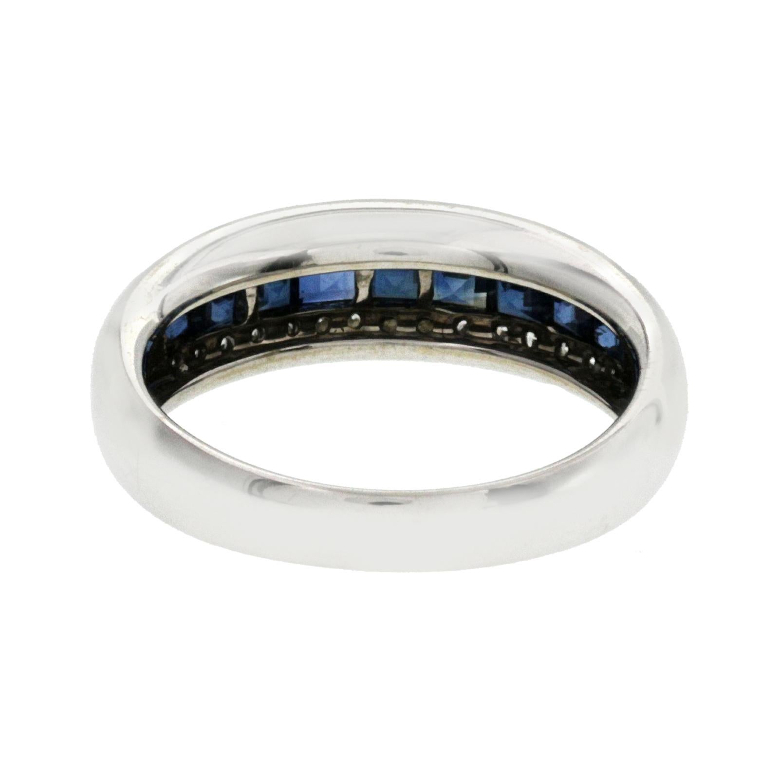 1.14 Carat Sapphires and 0.30 Carat Diamonds 18 Karat Gold Wedding Band Ring For Sale 1