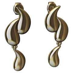 114 Karat Yellow Gold Short Curve Water Drop Earrings