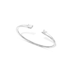 1.14 tcw Pair of Trapezes Natural Diamond in 18k White Gold Bangle