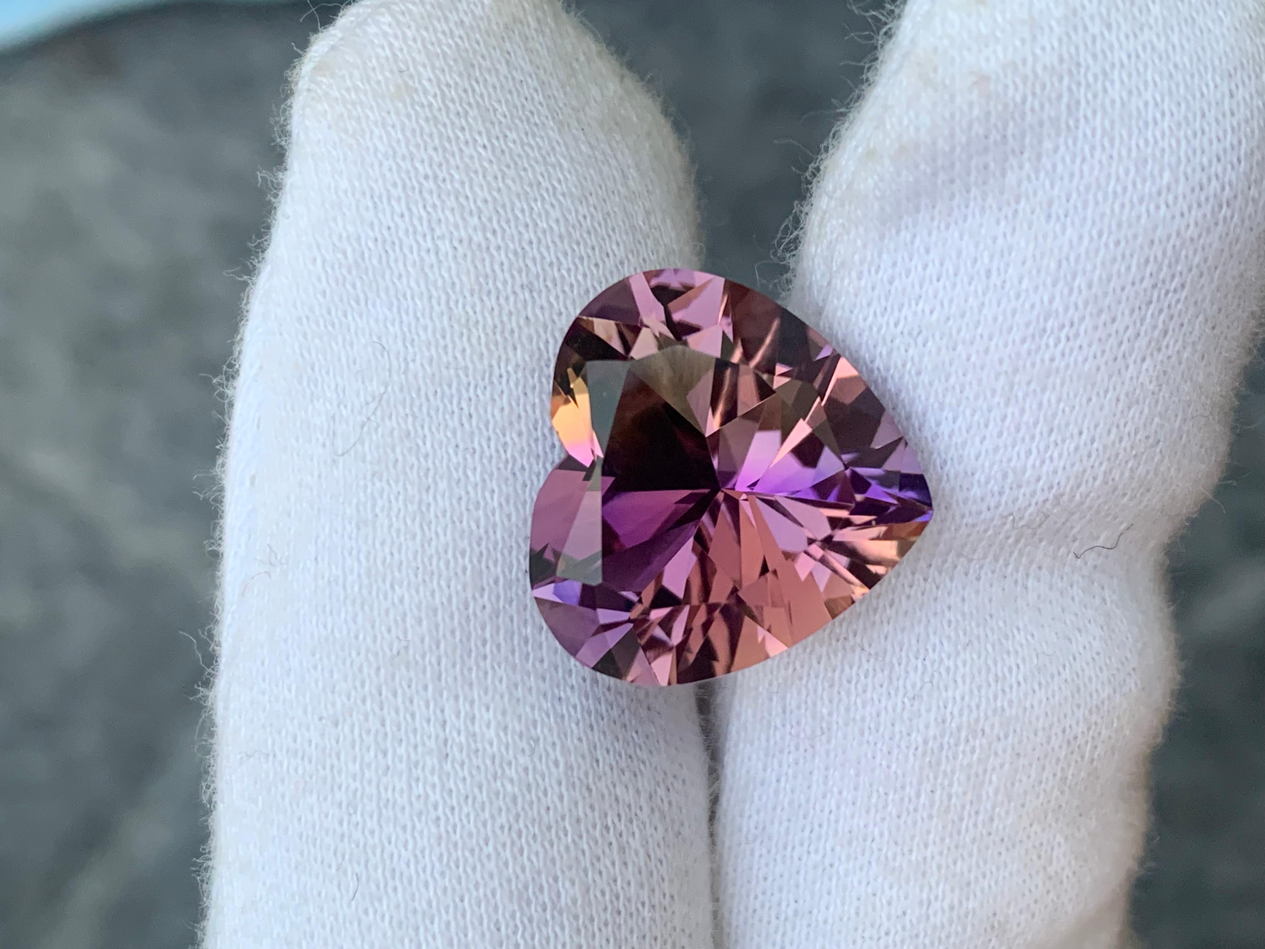 11.40 Carat AAA Quality Heart Shape Loose Ametrine Gemstone from Bolivia 9