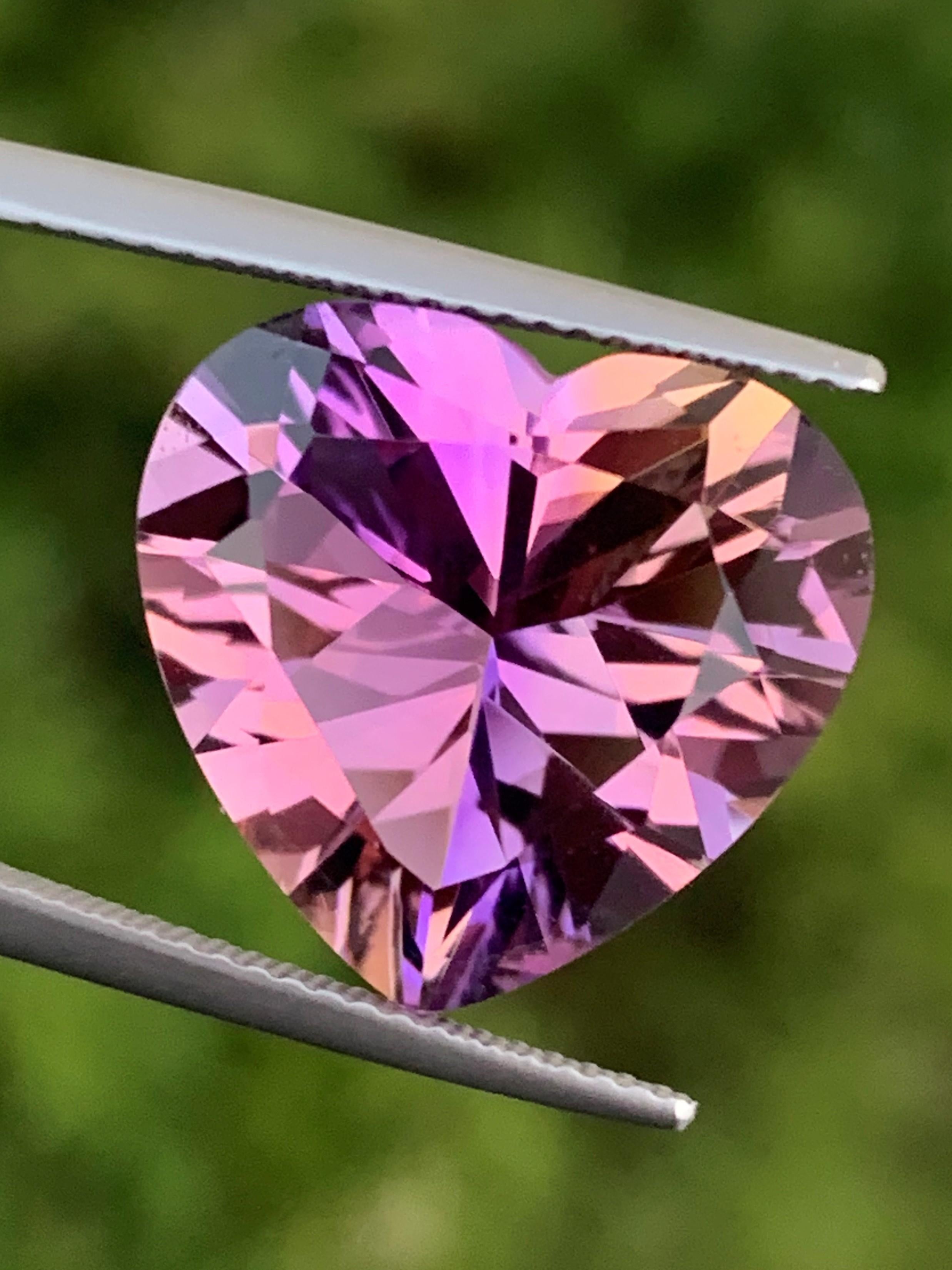 11.40 Carat AAA Quality Heart Shape Loose Ametrine Gemstone from Bolivia For Sale