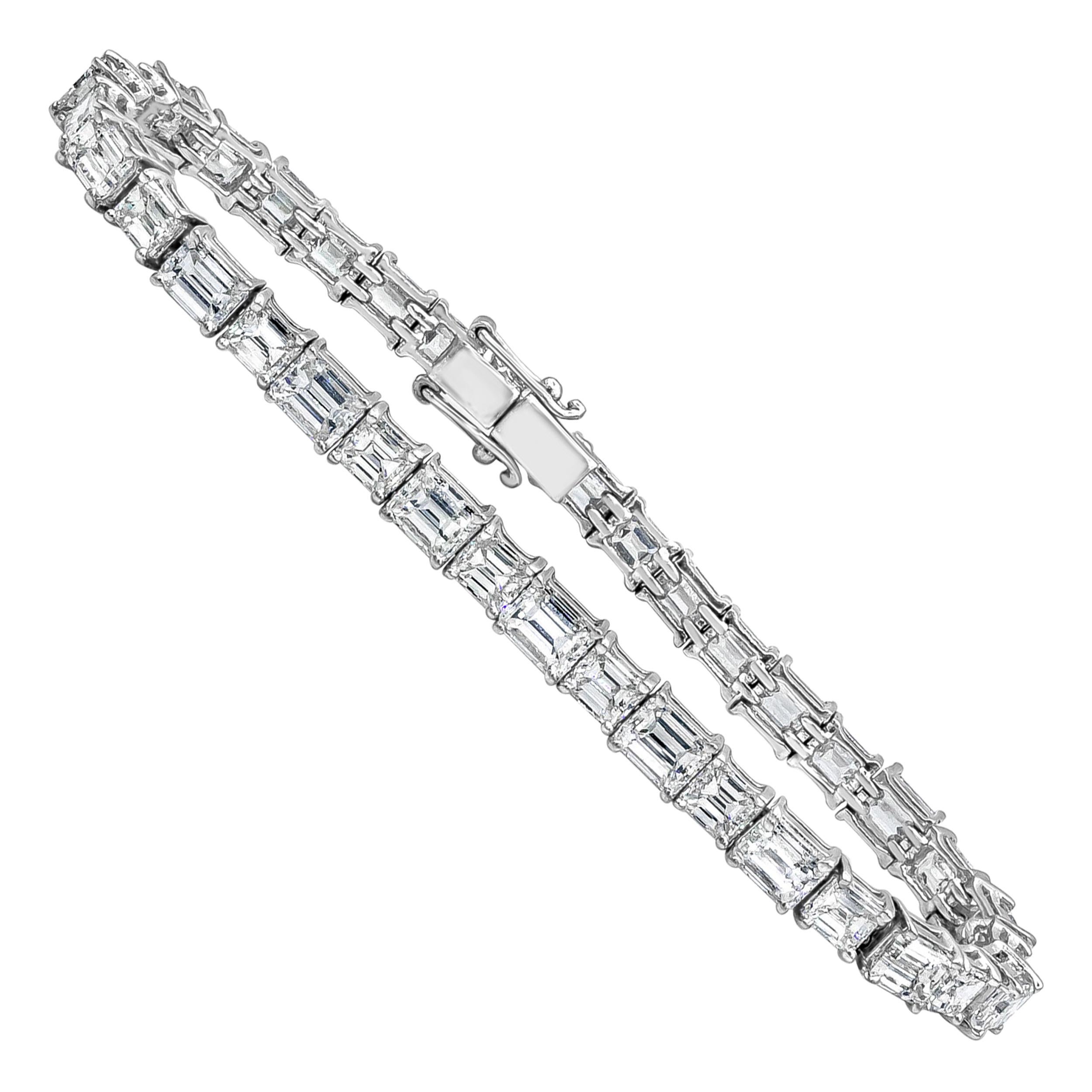 Roman Malakov 15.15 Carat Total Emerald Cut Diamond East-West Tennis Bracelet