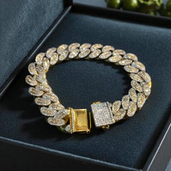 11,40 Karat F/VS1 Runde Prinzessin Diamanten Cuban Link Armband 14K Gelbgold
