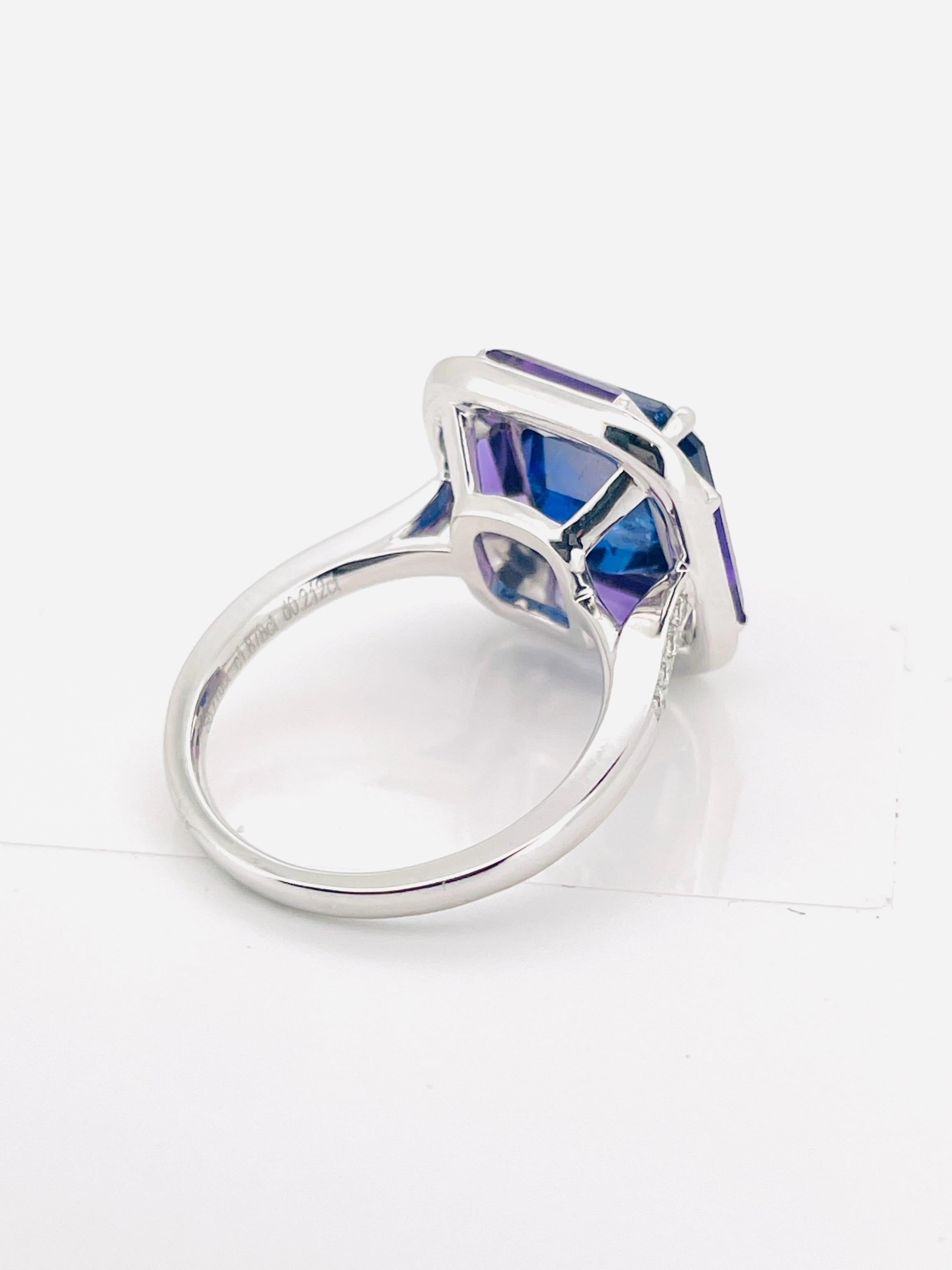 11,40 Gramm natürlicher Saphir Ring PT Gold mit natürlichem Amethyst und Diamant im Zustand „Neu“ im Angebot in bangkok, TH