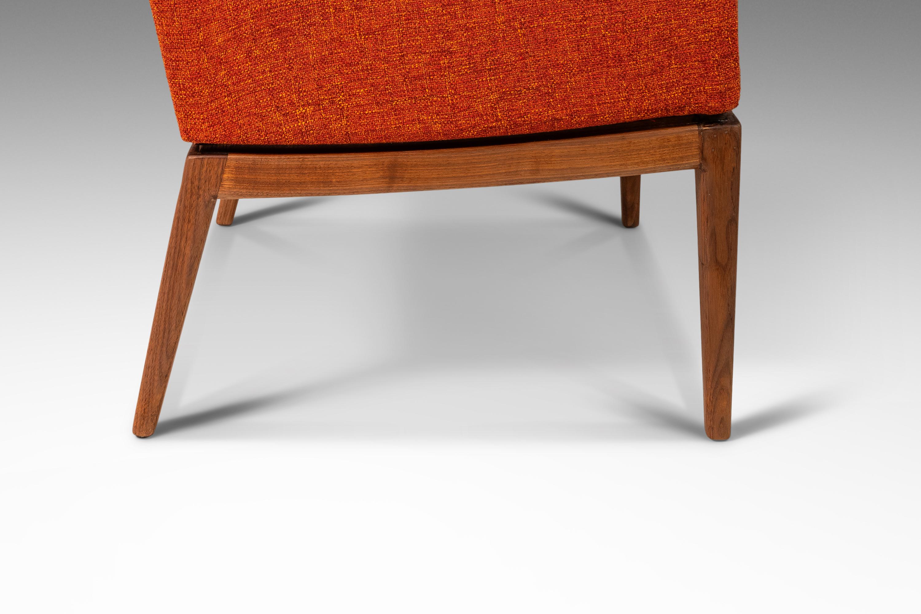 1140 High-Back Lounge Chair in Walnut and New Upholstery by Jens Risom, c. 1960s 8