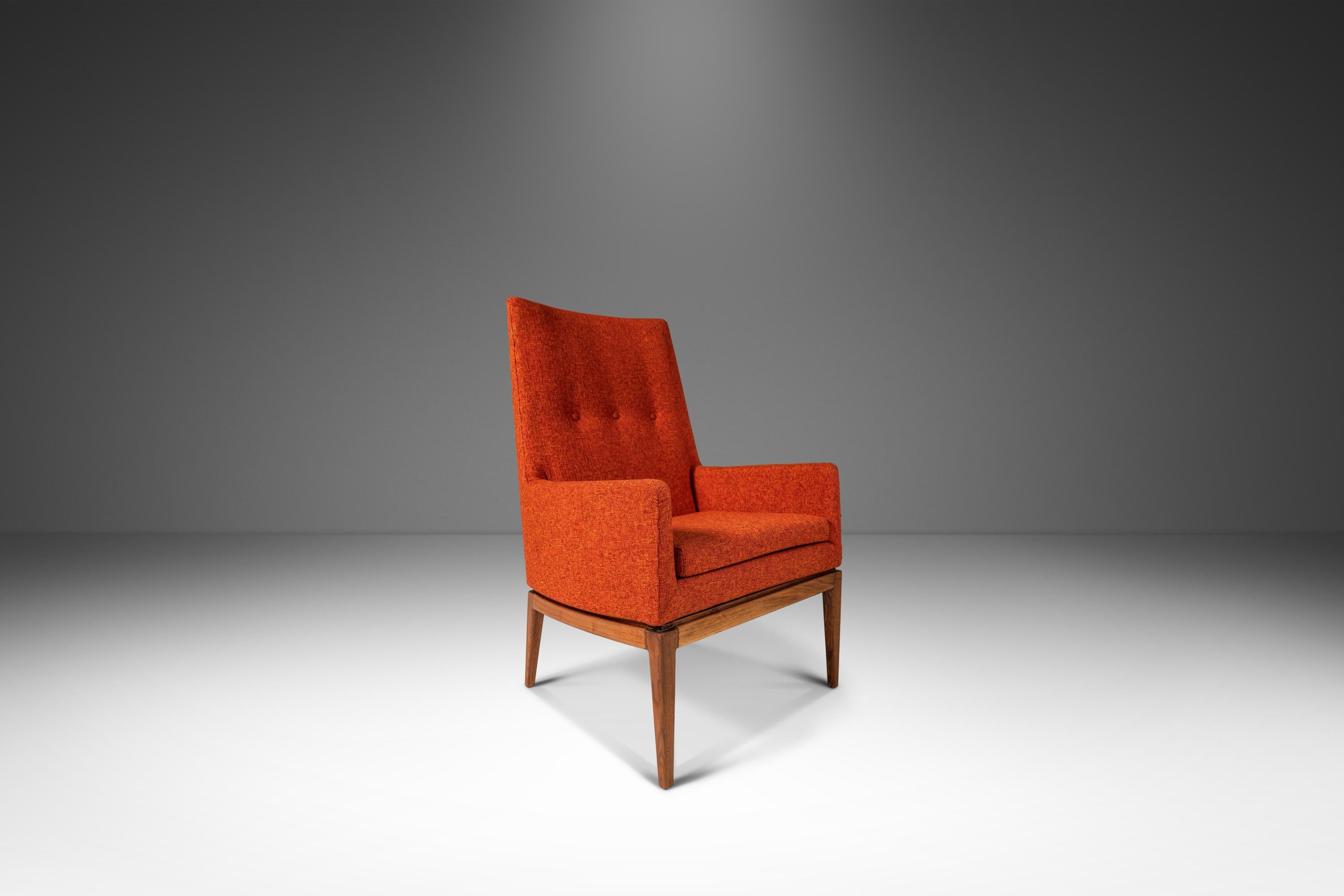 1140 High-Back Lounge Chair in Walnut and New Upholstery by Jens Risom, c. 1960s 1