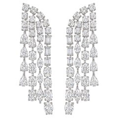 11.40Ct Multi Shape Natural Diamond Chandelier Earrings Statement 18K White Gold