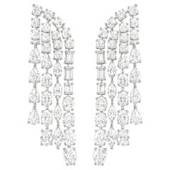 11.40 Carat Multi-Shape Natural Diamond Chandelier Earrings in 18K White Gold