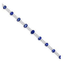 Bracciale con zaffiro blu naturale da 11,41 carati e diamanti da 6,49 carati in oro bianco 14k Whiting
