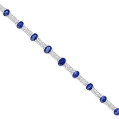 Bracciale con zaffiro blu naturale da 11,41 carati e diamanti da 6,49 carati in oro bianco 18 carati Whiting