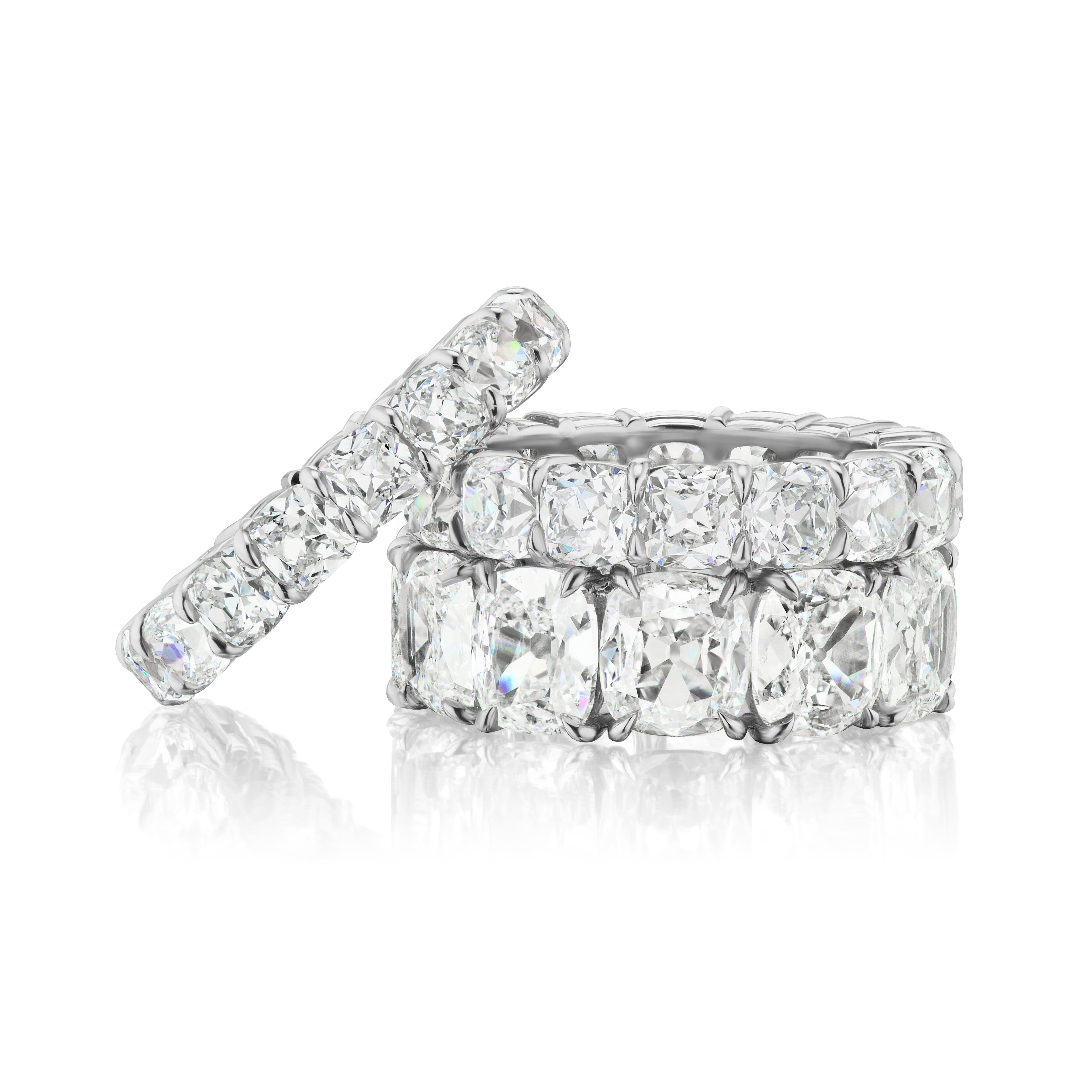 Contemporary 11.42 Carat Cushion Cut Diamond Eternity Band in Platinum