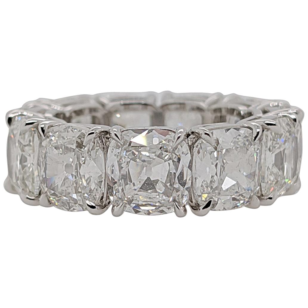 11.42 Carat Cushion Cut Diamond Eternity Band in Platinum