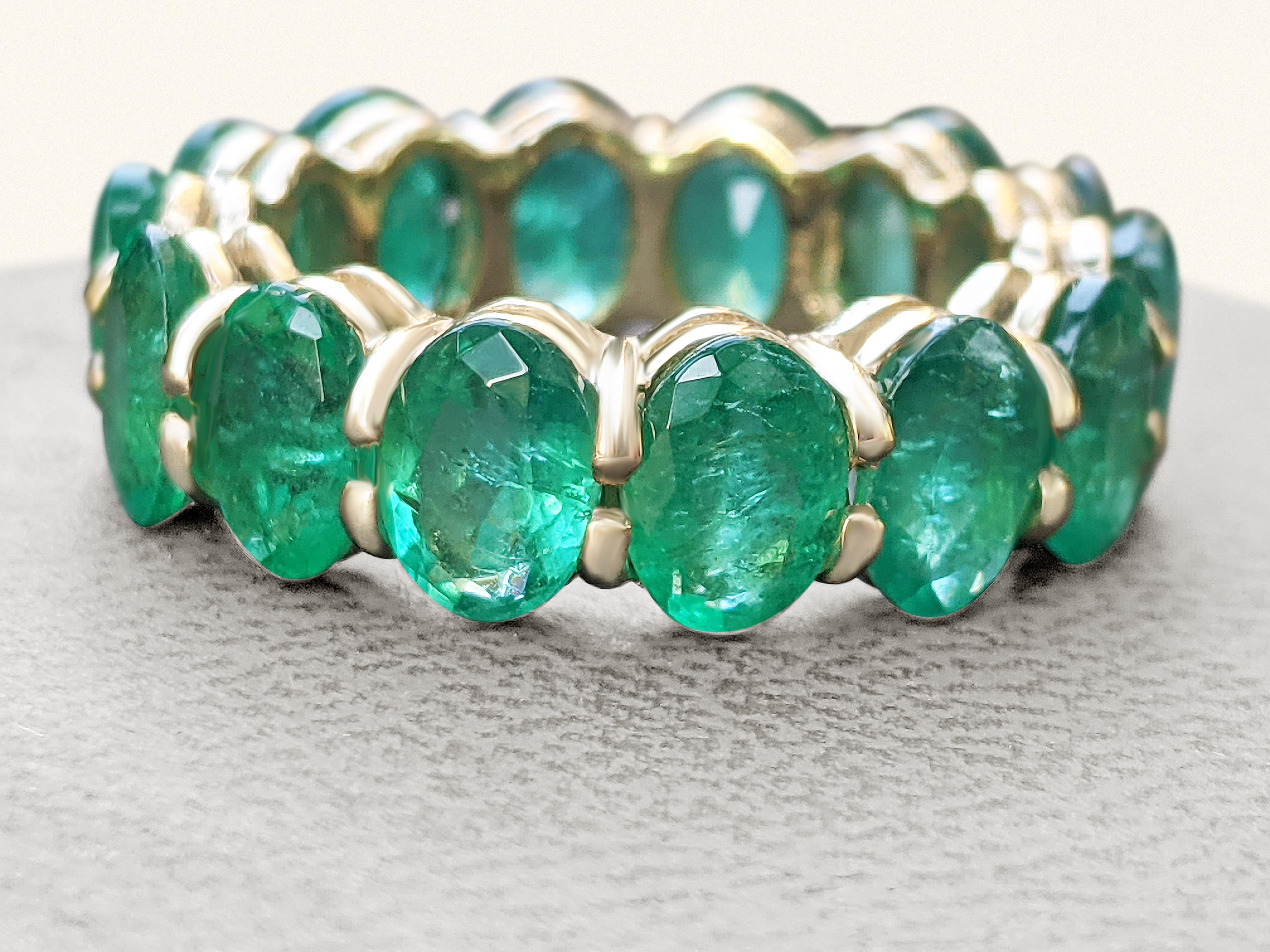 11.42 Carat Natural Emeralds Eternity Band 1