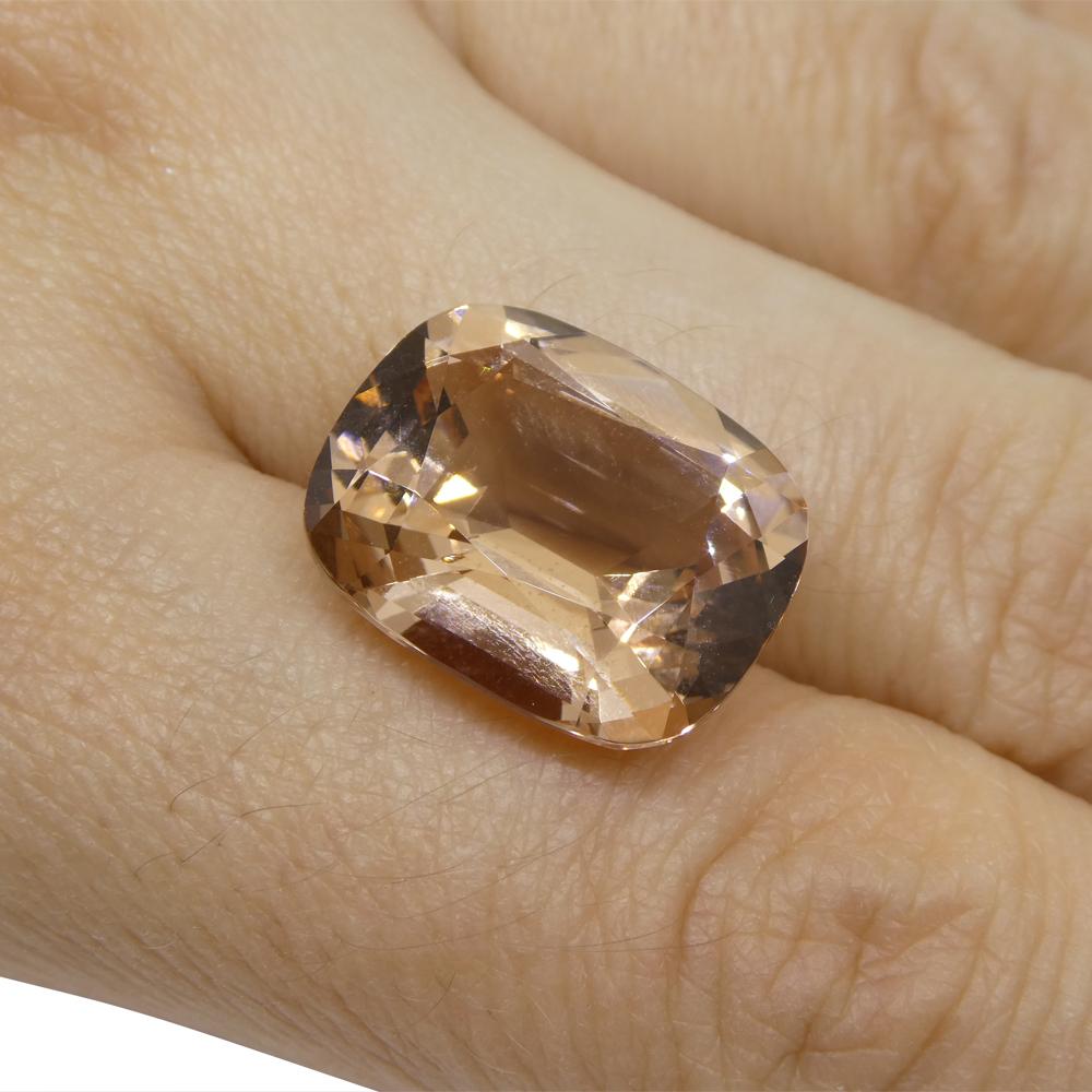 11.42ct Cushion Pinkish Orange Morganite GIA Certified For Sale 1