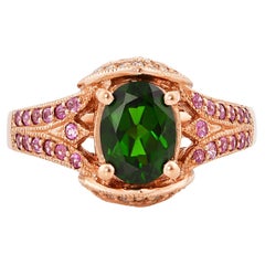 Sunita Nahata Diopside chromé 1,143ct. Bague fantaisie en or rose 10 carats.