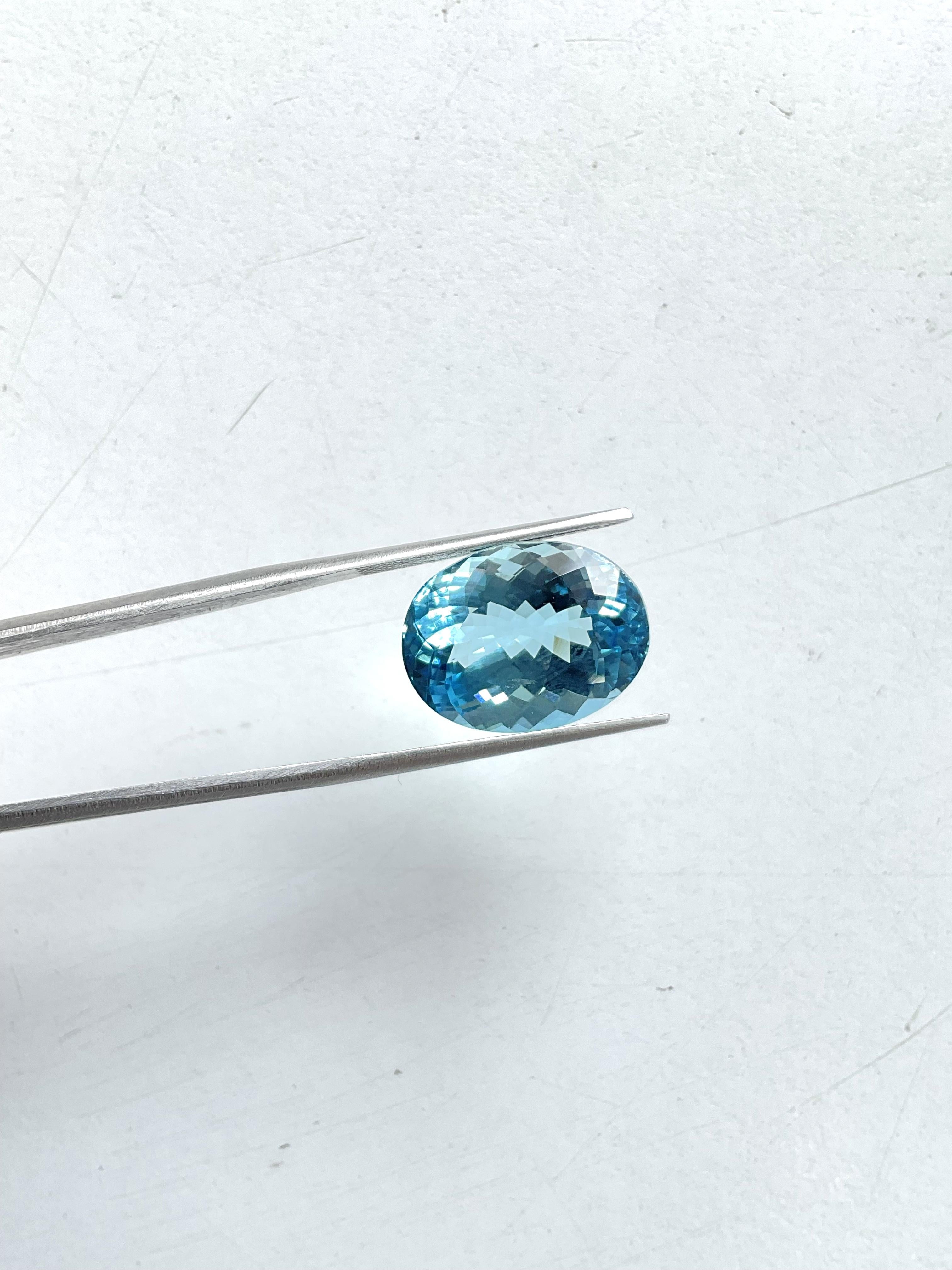 11.43 carats top quality aquamarine oval cut stone for jewelry natural gemstone In New Condition For Sale In Jaipur, RJ