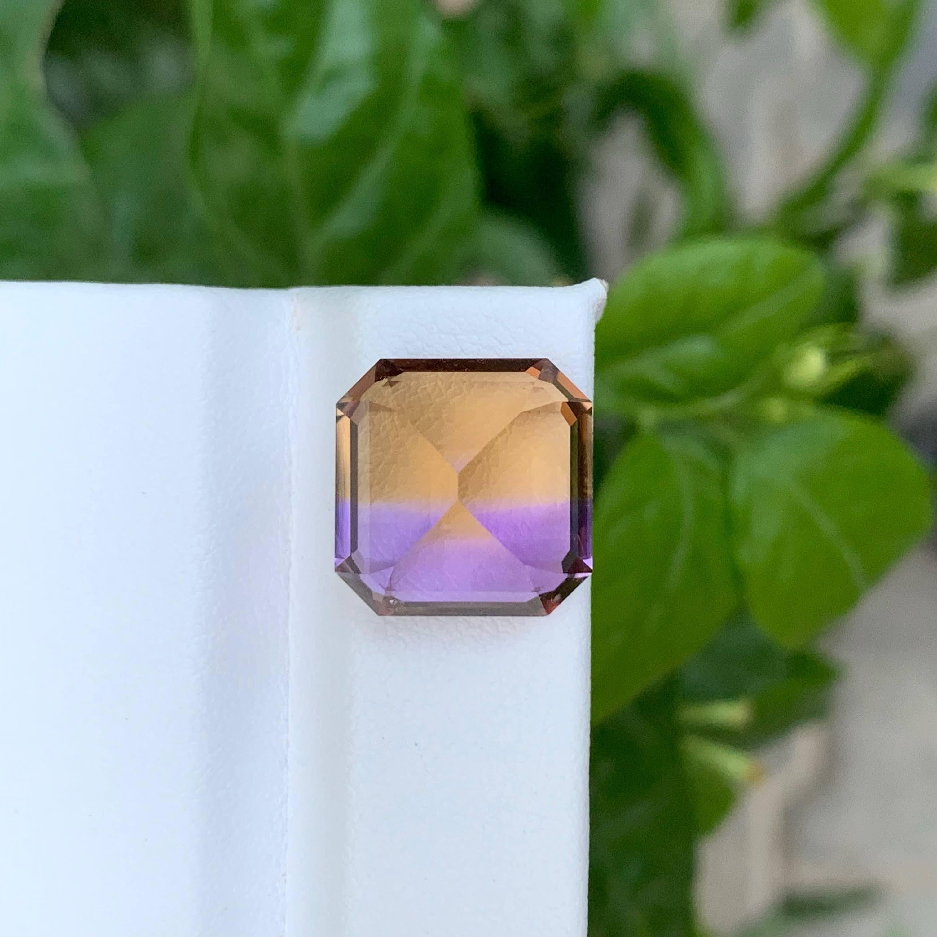 11.45 Carat Natural Loose Bi Color Ametrine Asscher Cut Brazilian Gemstone (pierre précieuse brésilienne) en vente 4