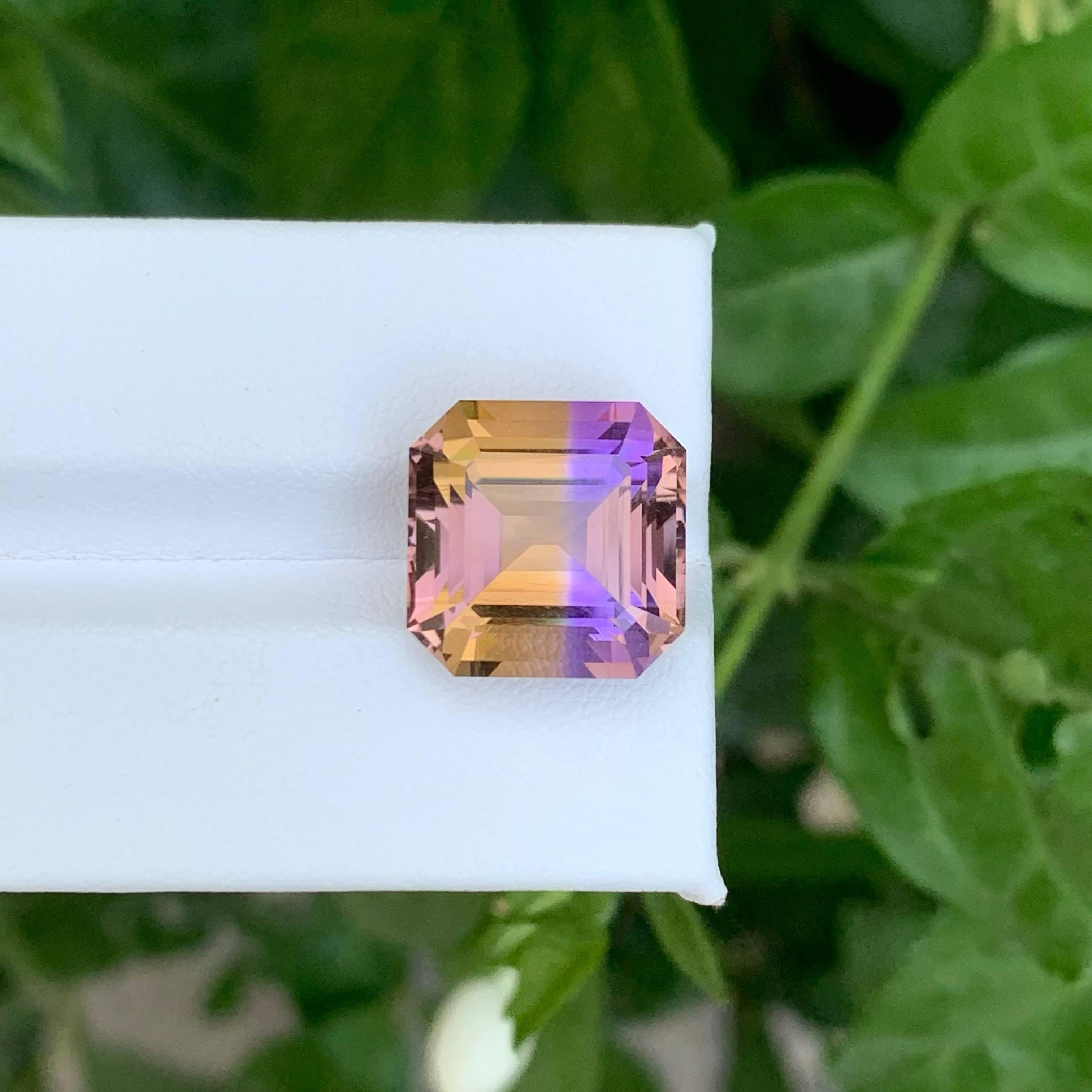 11.45 Carat Natural Loose Bi Color Ametrine Asscher Cut Brazilian Gemstone (pierre précieuse brésilienne) en vente 5