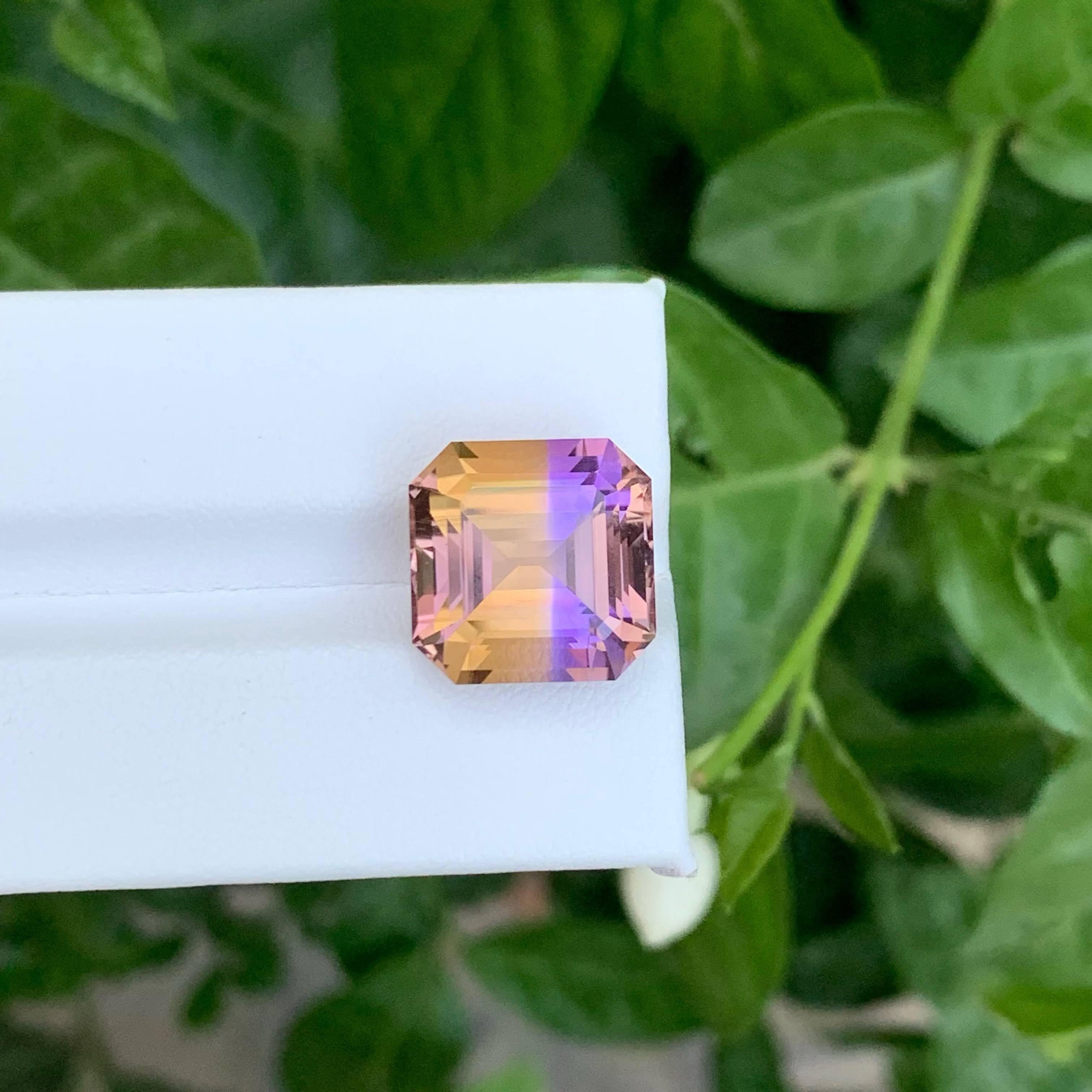Moderne 11.45 Carat Natural Loose Bi Color Ametrine Asscher Cut Brazilian Gemstone (pierre précieuse brésilienne) en vente