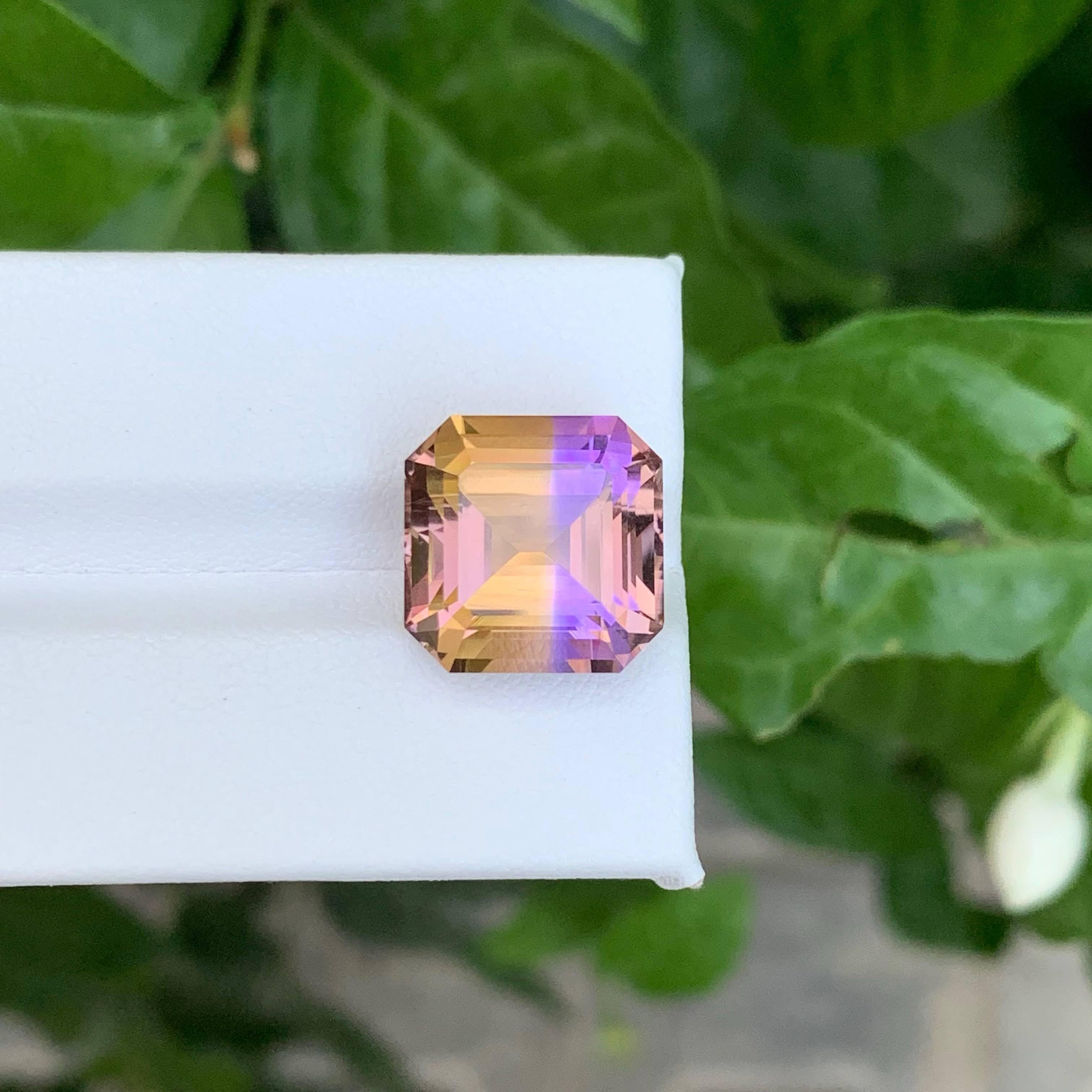 11.45 Carat Natural Loose Bi Color Ametrine Asscher Cut Brazilian Gemstone (pierre précieuse brésilienne) Unisexe en vente
