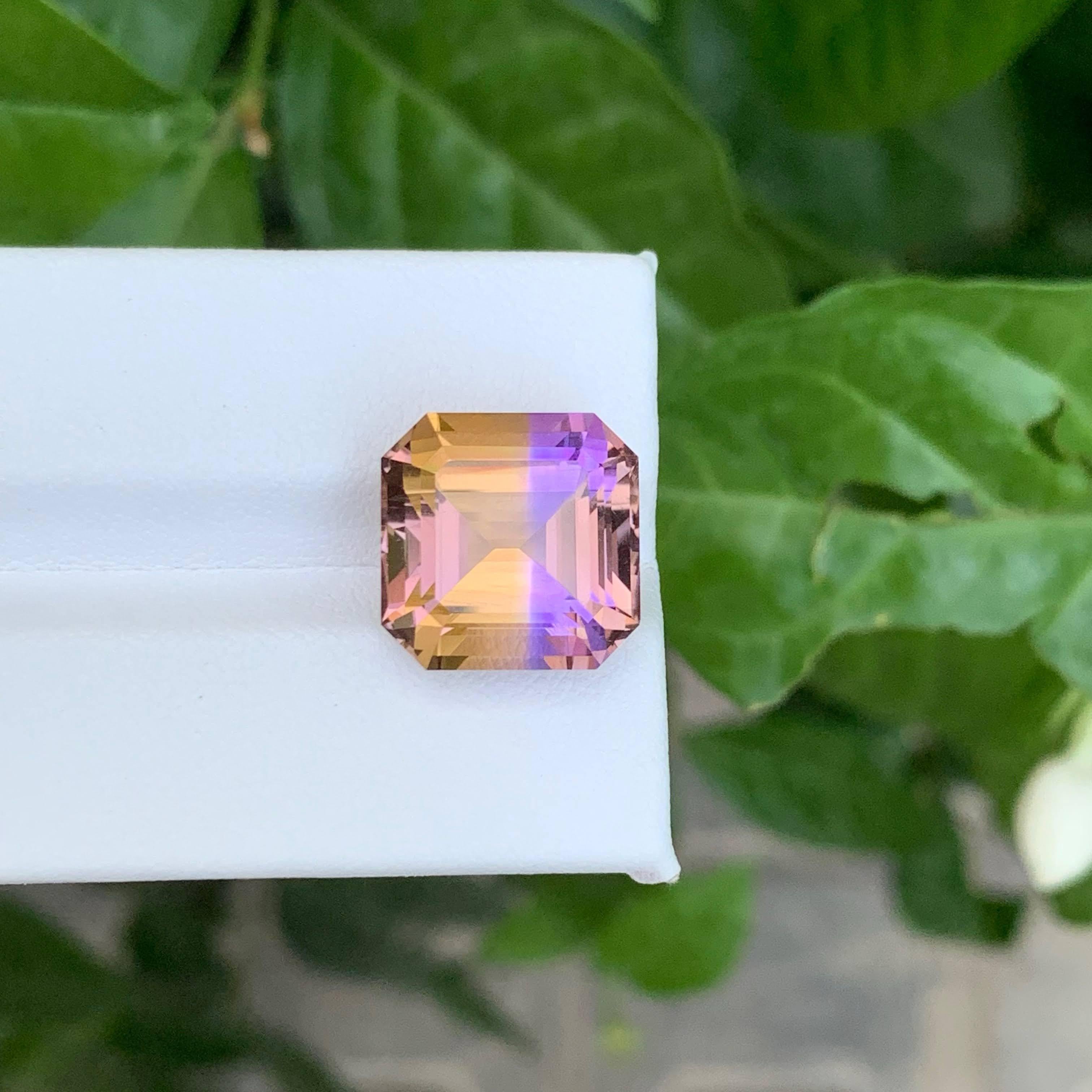 11.45 Carat Natural Loose Bi Color Ametrine Asscher Cut Brazilian Gemstone (pierre précieuse brésilienne) en vente 2