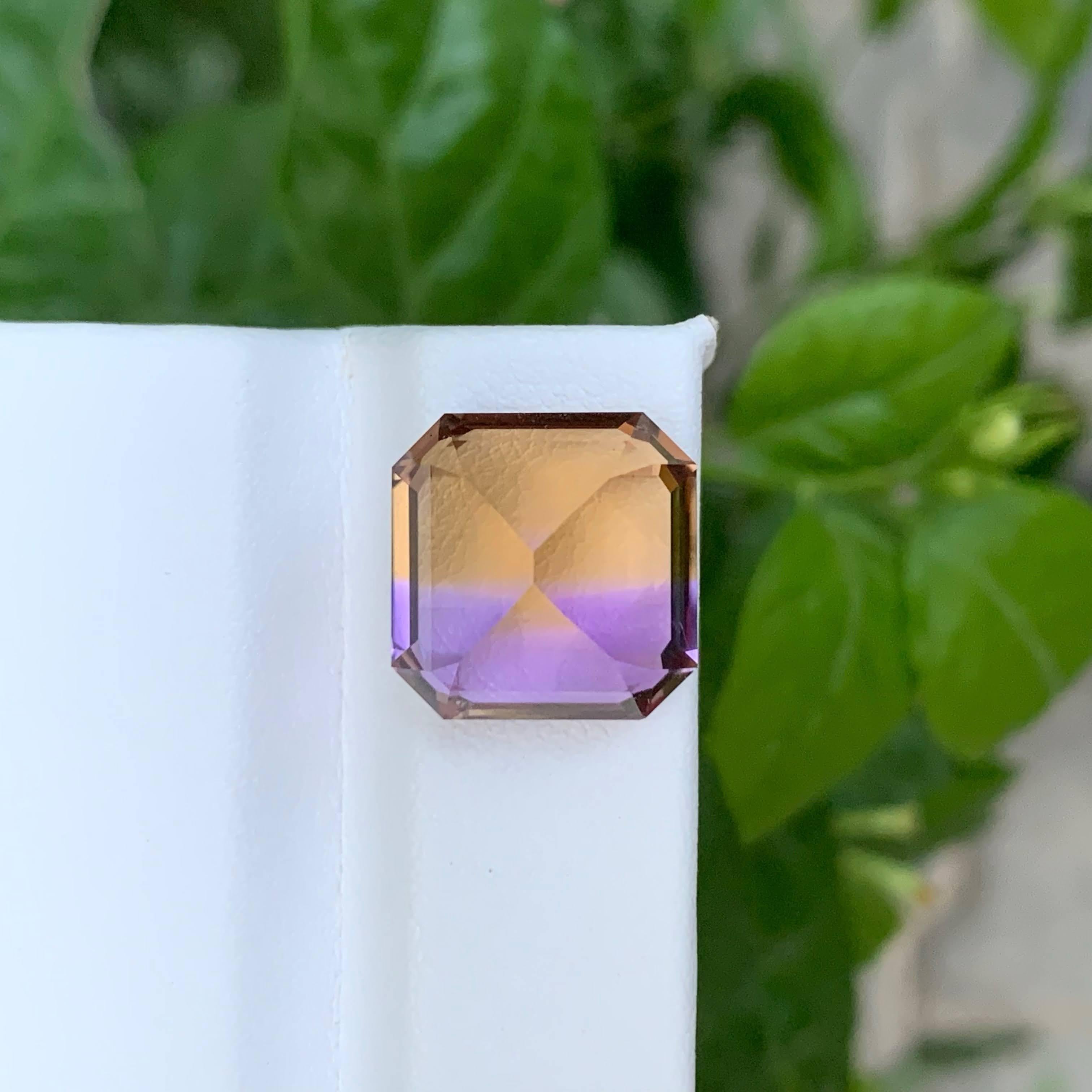 11.45 Carat Natural Loose Bi Color Ametrine Asscher Cut Brazilian Gemstone (pierre précieuse brésilienne) en vente 3
