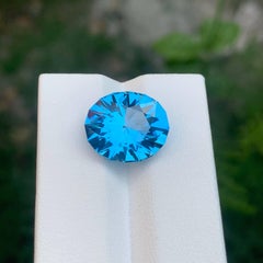 11.45 Carat Natural Loose Neon Blue Topaz Oval Fancy Cut African Gemstone