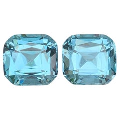 11.45 Carat Natural Loose Sky Blue Topaz Pair Cushion Cut African Gemstone