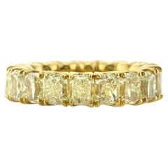 11.45 Carat Radiant Band Fancy Yellow 14K White Gold Rare Fancy-Color Splendour