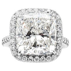 11.46 Carat Cushion Halo Diamond Ring Brilliant White 18K Gold Iconic Presence
