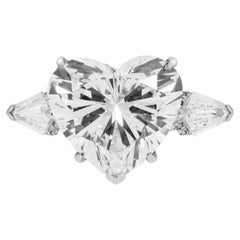 11.46 Carat Heart Shape Diamond Ring Brilliant White 18K Gold