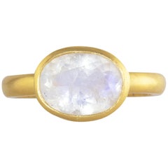 Ico & the Bird Fine Jewelry Rainbow Moonstone Jali  22 Karat Gold Ring