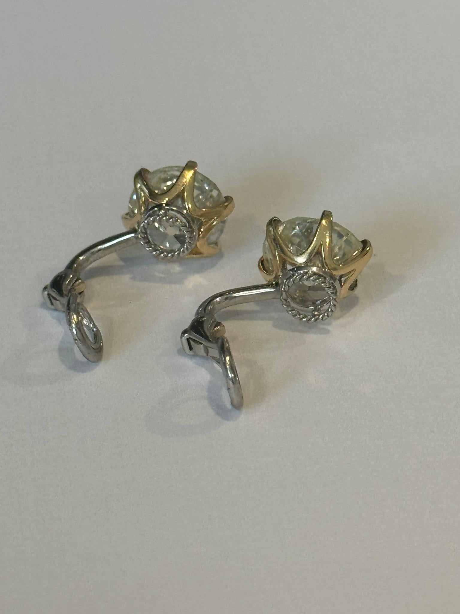 11,46 Karat. Ein gut abgestimmtes Paar alt-europäischer Diamant-Ohrclips im Angebot 2