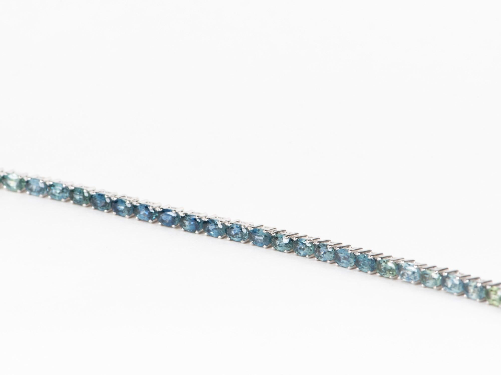Grezzo Bracciale con zaffiro Montana 11,46ctw Ombre in oro 14K 7