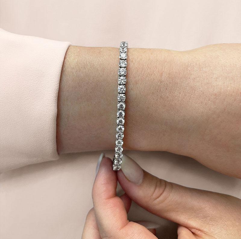 Pulsera de tenis de 11,47 ct G/VS Oro blanco de 14 quilates Corte redondo en venta