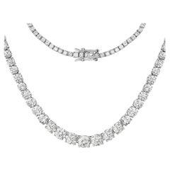 11,48 Karat Echter weißer Diamant 14 Karat Weißgold Halskette