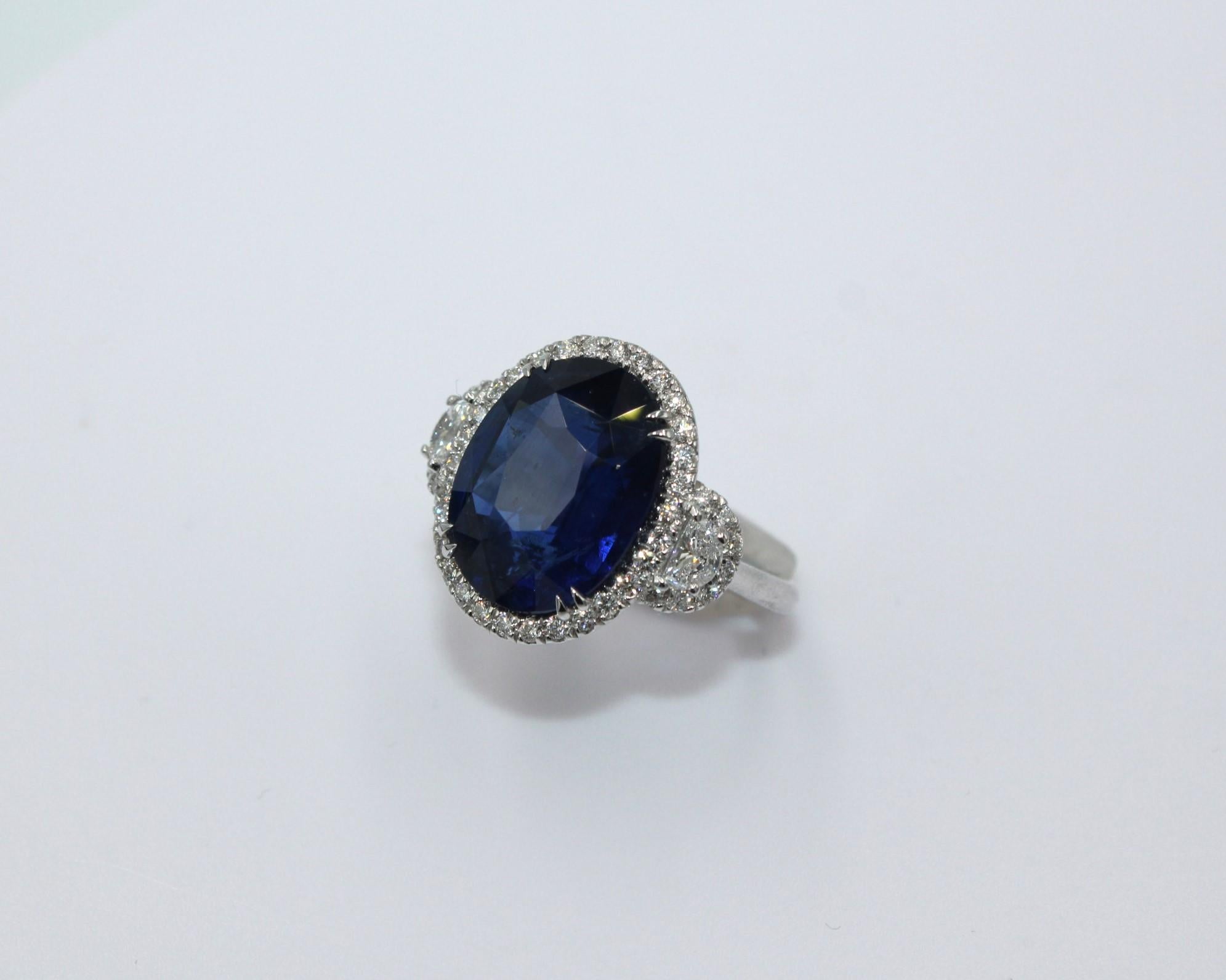11.49 Carat Sapphire Diamond Ring For Sale 1