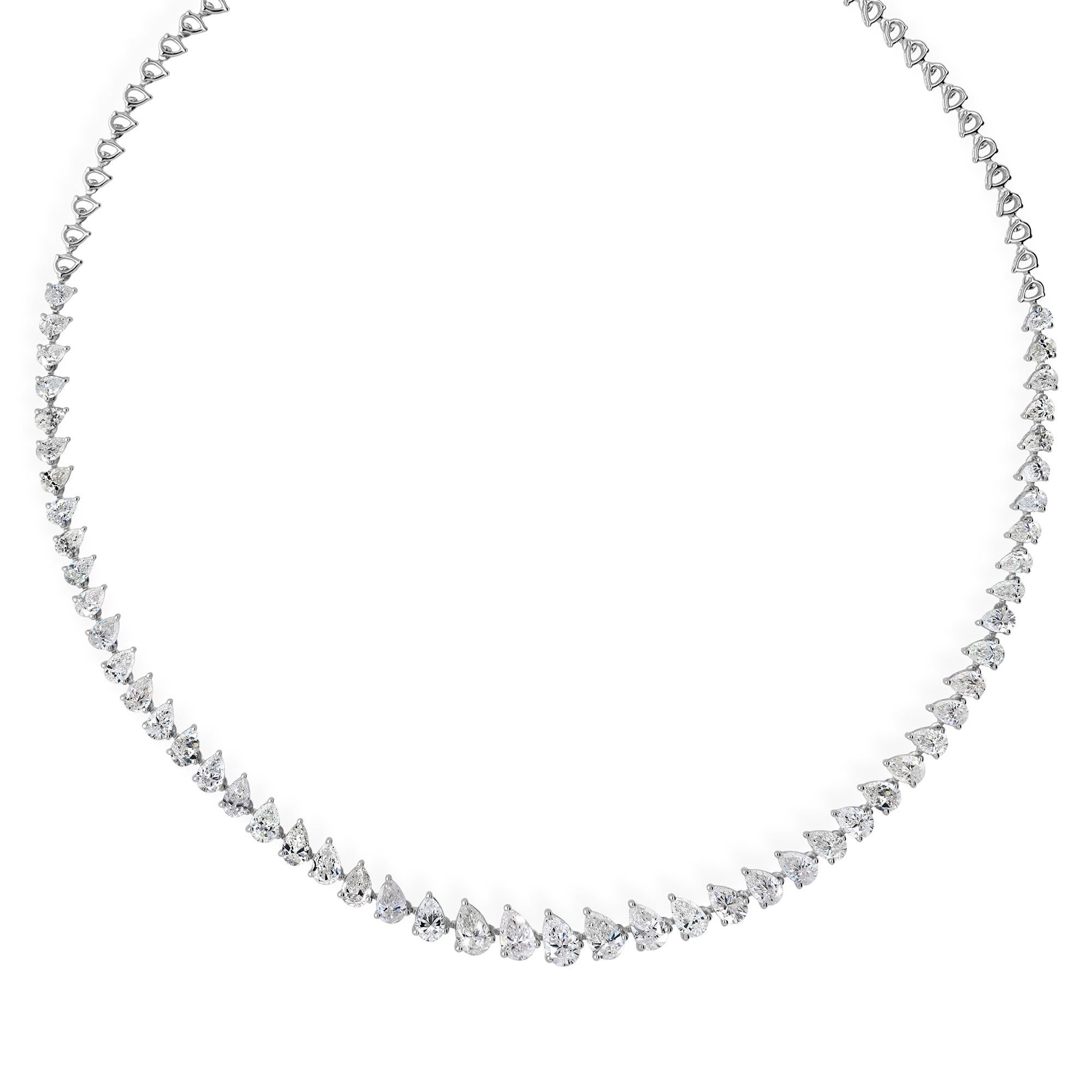 11,49 Ct Birnenschliff SI/H Diamant Hochzeit Choker Halskette in 18k Weißgold Schmuck (Moderne) im Angebot