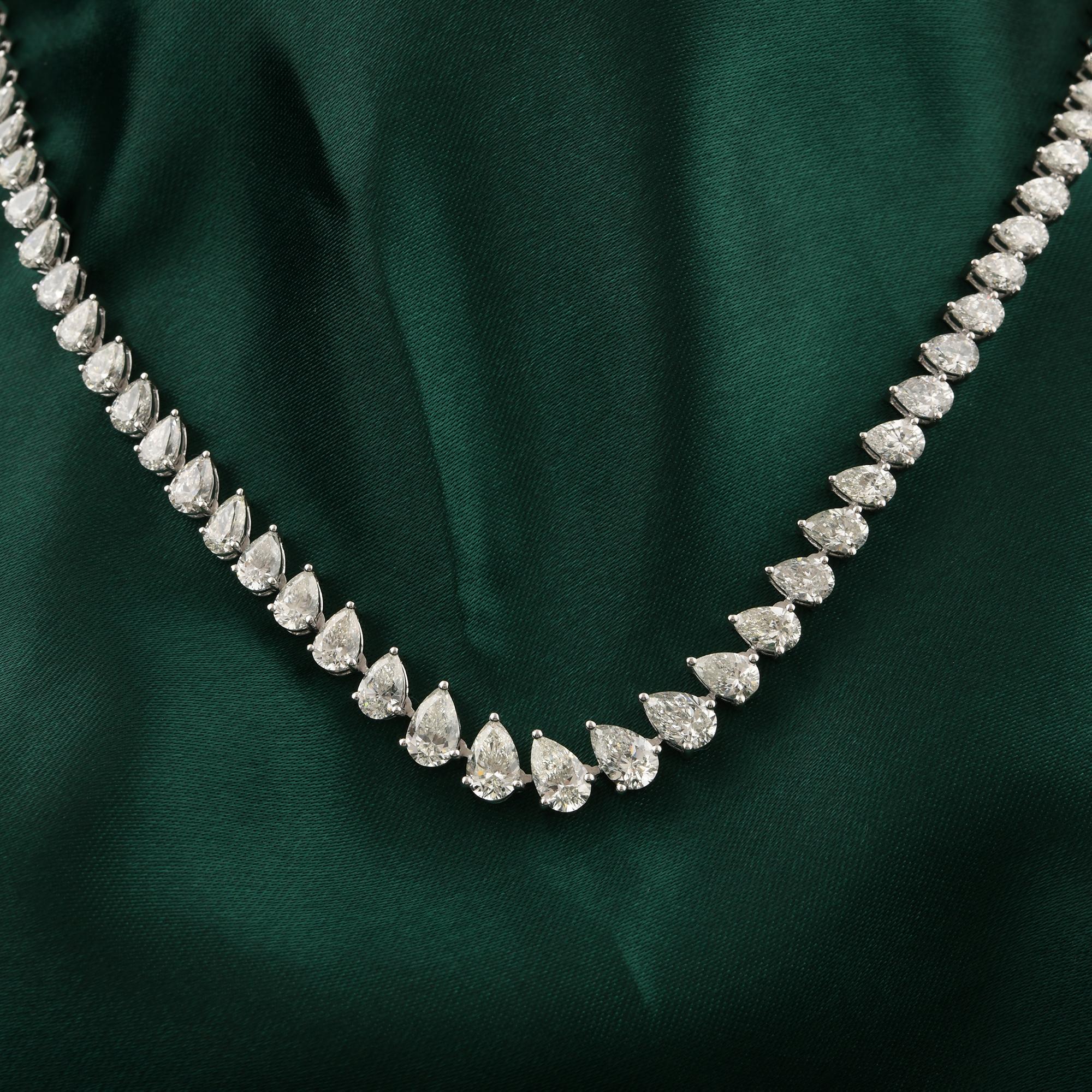 11,49 Ct Birnenschliff SI/H Diamant Hochzeit Choker Halskette in 18k Weißgold Schmuck (Tropfenschliff) im Angebot