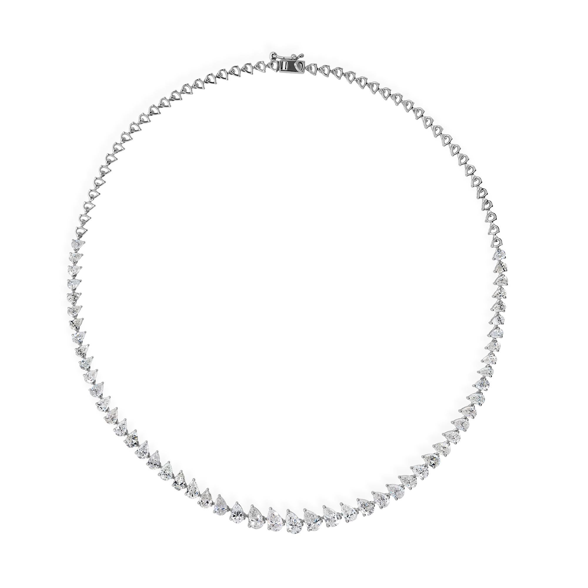 11,49 Ct Birnenschliff SI/H Diamant Hochzeit Choker Halskette in 18k Weißgold Schmuck im Angebot 1