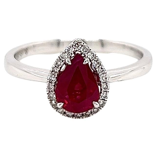1.14 Total Carat Ruby Diamond Engagement Ring For Sale