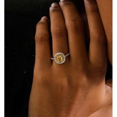 1.14ct Cushion Cut Yellow Diamond Ring