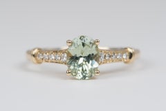 1.14ct Mint Green Montana Sapphire 14K Yellow Gold Engagement Ring Diamond Band