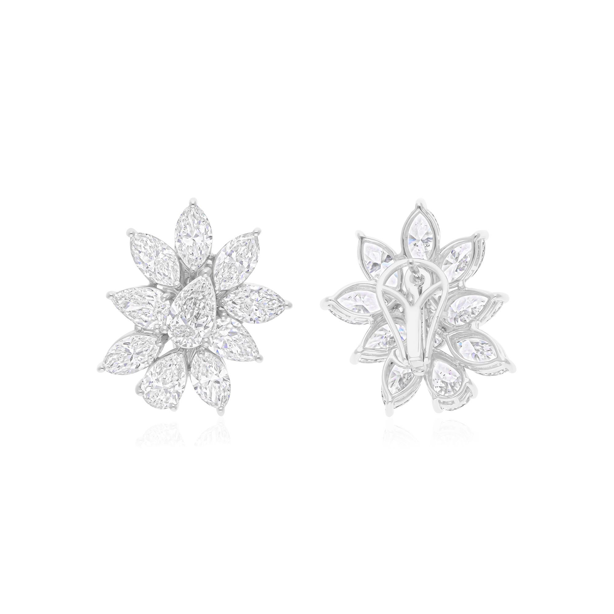 11.4Ct Natural Diamond Cluster Stud Earrings 18k White Gold All Tariffs Paid Neuf - En vente à Diera, Dubai