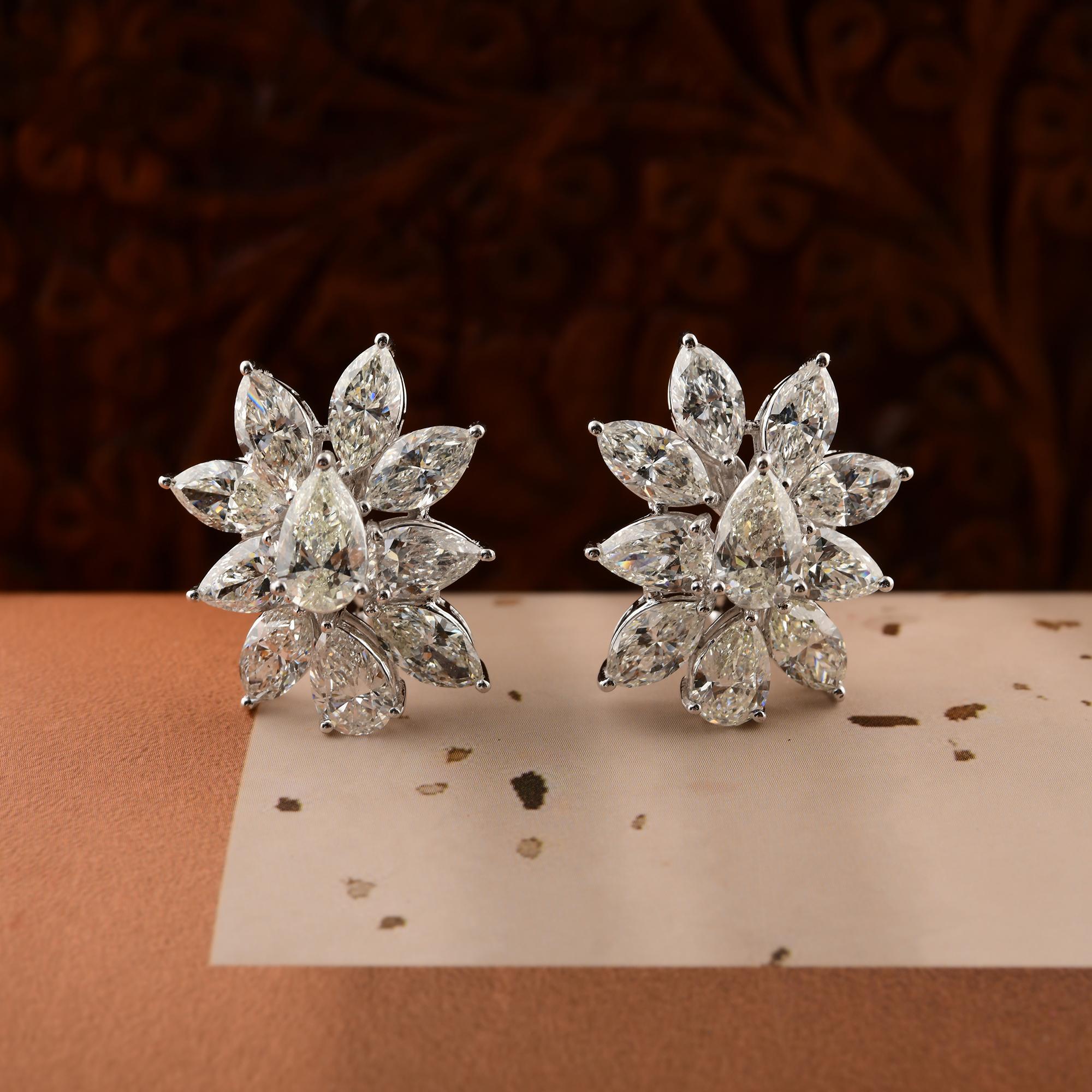 11.4Ct Natural Diamond Cluster Stud Earrings 18k White Gold All Tariffs Paid Pour femmes en vente