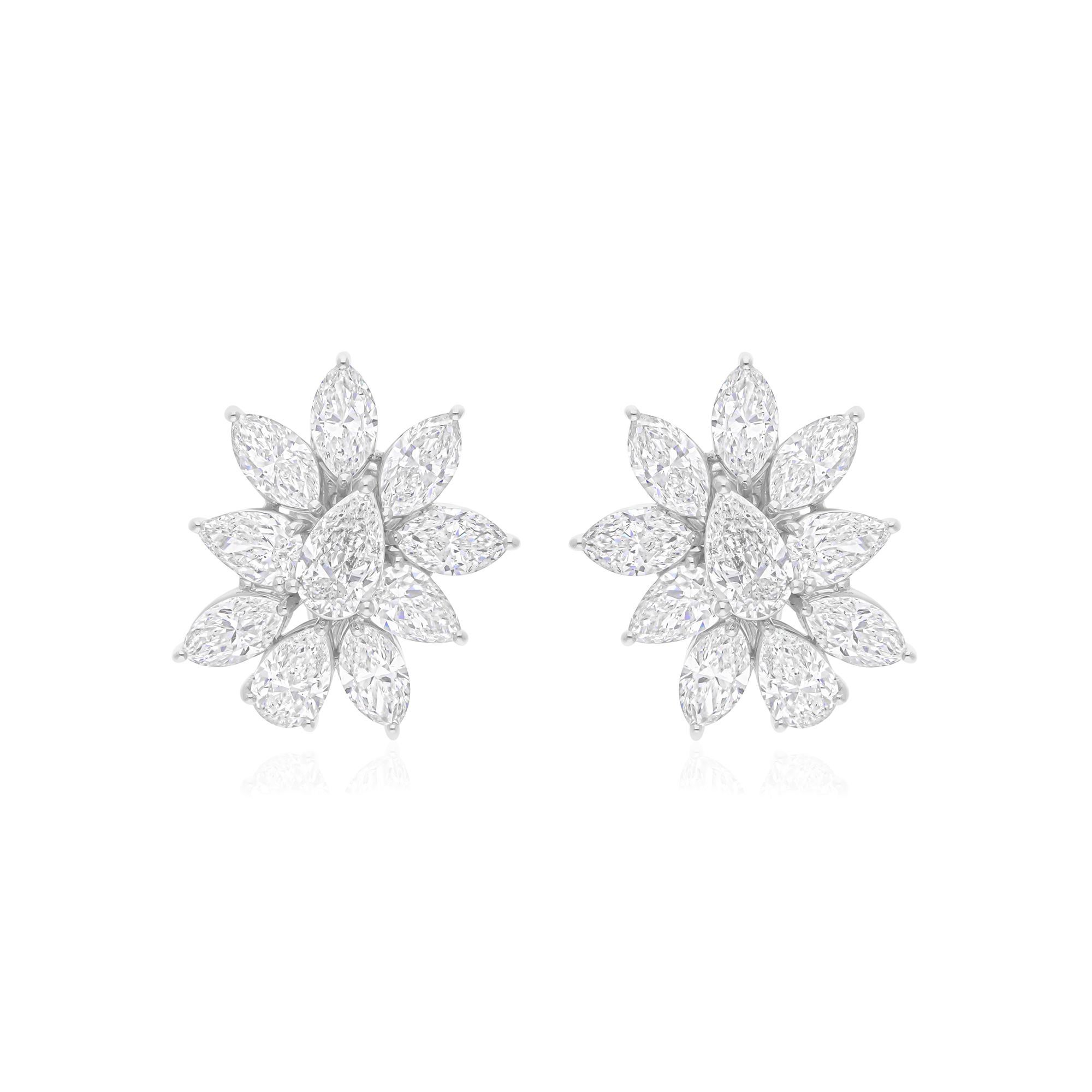11.4Ct Natural Diamond Cluster Stud Earrings 18k White Gold All Tariffs Paid en vente 1