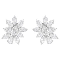 11.4Ct Natural Diamond Cluster Stud Earrings 18k White Gold All Tariffs Paid