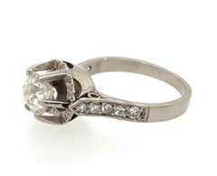 1.14ct Old Mine Cut Diamond Platinum Ring